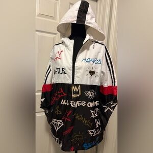 Stylish Women's Hooded Jacket - Black, White, Red